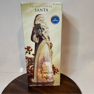 Traditional Santa LED Light-Up Figurine – New in Box